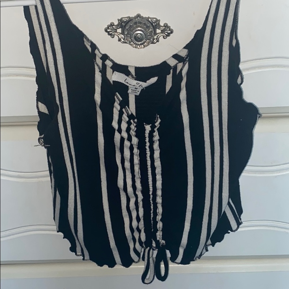black and white striped crop top